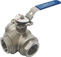 Picture of SS 316 3 Way L Port Ball Valve 1000 FNPT   - ISO Direct Mount